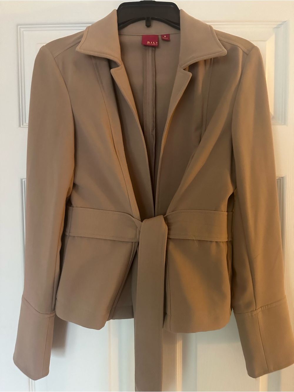 G.I.L.I. Tan Tie-Waist Blazer Jacket